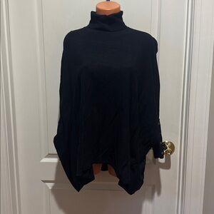 ALFANI Black Turtleneck Poncho Dolman Sweater PS SP Petite Small $75 EUC